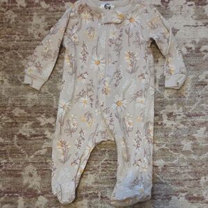Gerber Daisy Print Kids Footie - Cream and Yellow